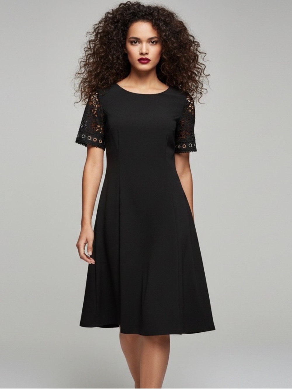Tommy Hilfiger LBD Black Lace Short Sleeve Stretchy Formal Dress Size 6